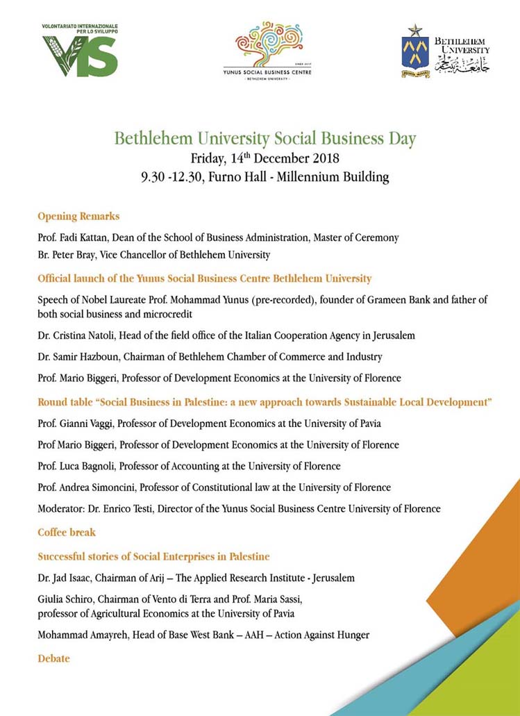 VIS volontariato internazionale per lo sviluppo ricerca Mario Biggeri universitàuniversity Betlemme Bethlehem Palestina West Bank